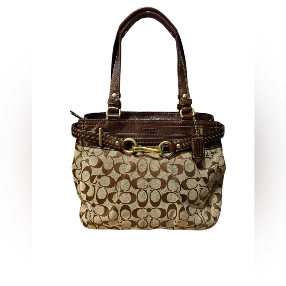 Coach Hampton Chocolate Brown Leather Carryall Tote Bag Purse - Picture 5 of 13